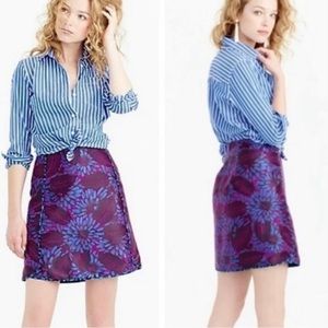 J.Crew Miniskirt Purple Midnight Floral Jacquard - Size 4